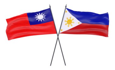 Tayvan ve Türkiye, iki beyaz arka plan üzerinde izole bayrakları geçti. 3D görüntü