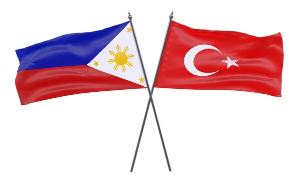Пилиппины Турция Два Скрещенных Флага Изолированы Белом Фоне Изображение — стоковое фото