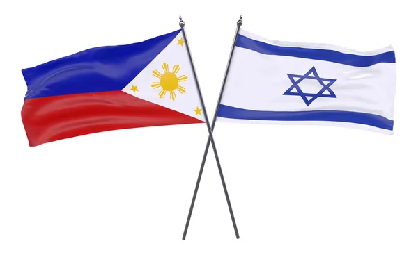 Пилиппины Израиль Два Скрещенных Флага Белом Фоне Изображение — стоковое фото