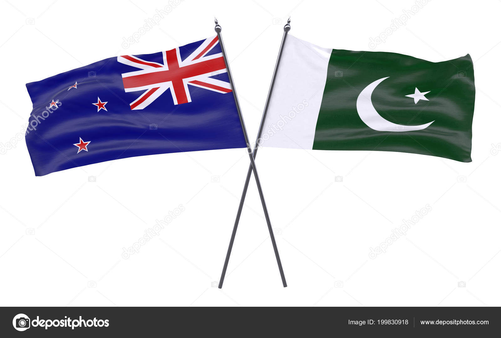 new-zealand-pakistan-two-crossed-flags-isolated-white-background-image