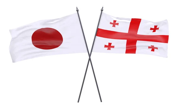 Jepang Dan Georgia Dua Bendera Silang Terisolasi Dengan Latar Belakang — Stok Foto