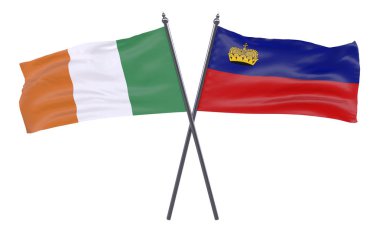 İrlanda ve Liechtenstein, iki beyaz arka plan üzerinde izole bayrakları geçti. 3D görüntü