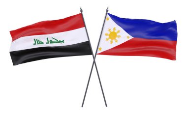 Irak ve Türkiye, iki beyaz arka plan üzerinde izole bayrakları geçti. 3D görüntü