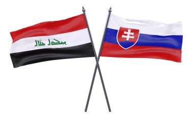 Irak ve Slovakya, iki beyaz arka plan üzerinde izole bayrakları geçti. 3D görüntü