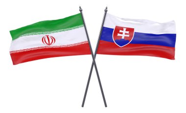 Iran ve Slovakya, iki beyaz arka plan üzerinde izole bayrakları geçti. 3D görüntü