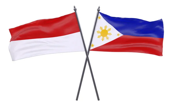 Индонезия Филиппины Два Скрещенных Флага Белом Фоне Изображение — стоковое фото