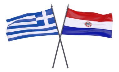 Yunanistan ve Paraguay, iki beyaz arka plan üzerinde izole bayrakları geçti. 3D görüntü