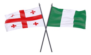 Gürcistan ve Türkiye, iki beyaz arka plan üzerinde izole bayrakları geçti. 3D görüntü