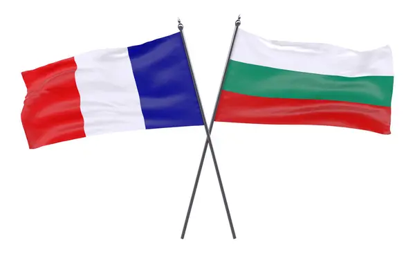 France Bulgaria Two Crossed Flags Isolated White Background Image — Stock Photo, Image