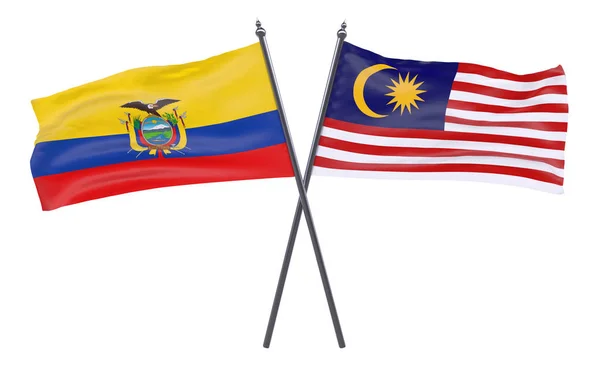 에콰도르와 말레이시아 플래그 배경에 이미지 — 스톡 사진