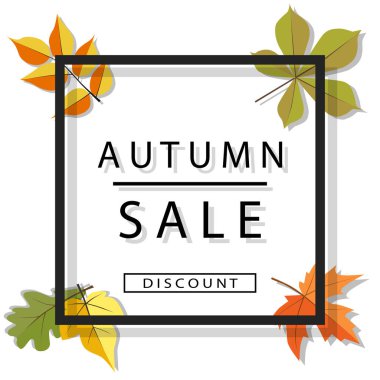 Renkli fall ile sonbahar satışı büyük başlığı bırakır. Vektör çizim