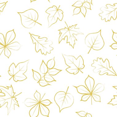 Altın Sonbahar yaprakları ile Seamless modeli. Vektör çizim