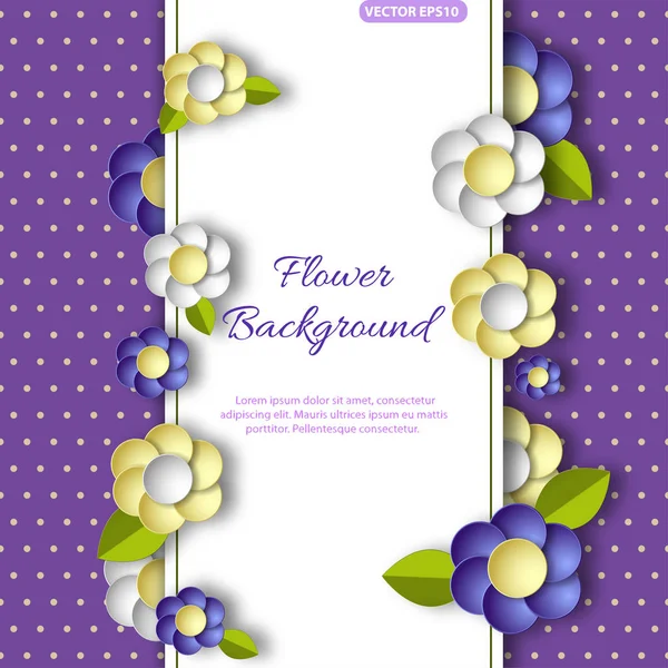 3D çiçeklerle banner. Daveti veya tebrik kartı için. Vektör çizim