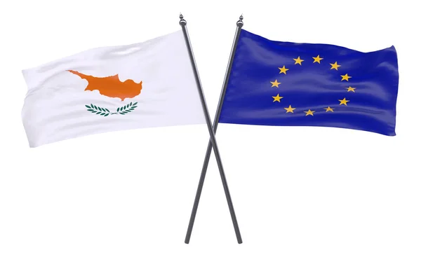 Och Cypern Två Korsade Flaggor Isolerad Vit Bakgrund Bild — Stockfoto