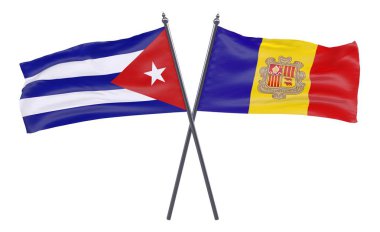 Havana ve Andorra, iki beyaz arka plan üzerinde izole bayrakları geçti