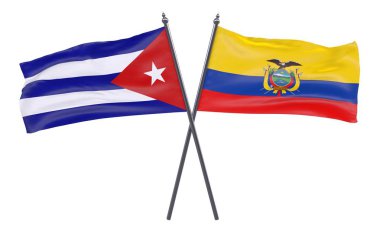 Havana ve Ekvador, iki beyaz arka plan üzerinde izole bayrakları geçti