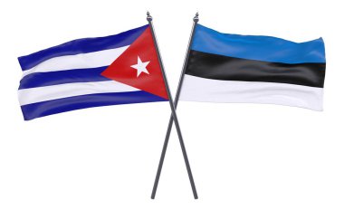 Havana ve Estonya, iki beyaz arka plan üzerinde izole bayrakları geçti