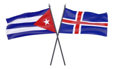 Havana ve İzlanda, iki beyaz arka plan üzerinde izole bayrakları geçti