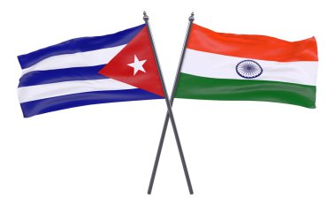 Havana ve Hindistan, iki beyaz arka plan üzerinde izole bayrakları geçti