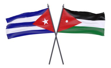 Havana ve Jordan, iki beyaz arka plan üzerinde izole bayrakları geçti