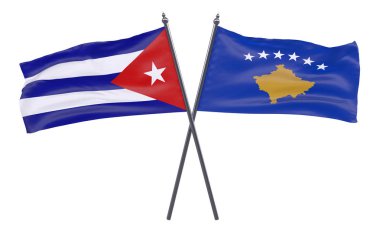 Havana ve Kosova, iki beyaz arka plan üzerinde izole bayrakları geçti
