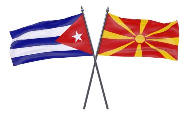 Havana ve Makedonya, iki beyaz arka plan üzerinde izole bayrakları geçti