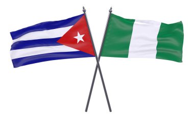 Havana ve Nijerya, iki beyaz arka plan üzerinde izole bayrakları geçti