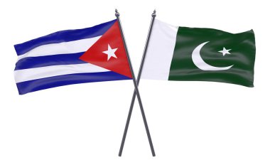 Havana ve Pakistan, iki beyaz arka plan üzerinde izole bayrakları geçti