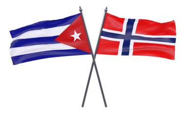 Havana ve Norveç, iki beyaz arka plan üzerinde izole bayrakları geçti