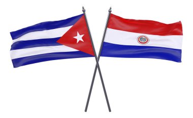 Havana ve Paraguay, iki beyaz arka plan üzerinde izole bayrakları geçti