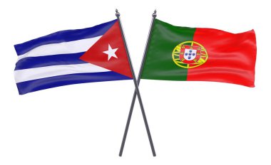 Havana ve Portekiz, iki beyaz arka plan üzerinde izole bayrakları geçti