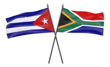 Havana ve Güney Afrika, iki beyaz arka plan üzerinde izole bayrakları geçti