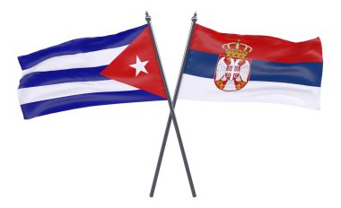 Havana ve Sırbistan, iki beyaz arka plan üzerinde izole bayrakları geçti