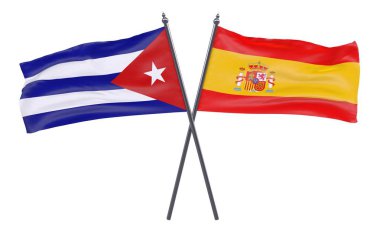 Havana ve İspanya, iki beyaz arka plan üzerinde izole bayrakları geçti