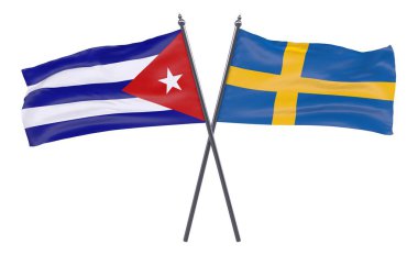 Havana ve İsveç, iki beyaz arka plan üzerinde izole bayrakları geçti