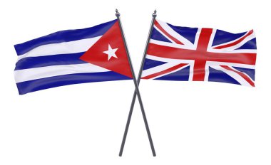 Havana ve İngiltere'de, iki beyaz arka plan üzerinde izole bayrakları geçti
