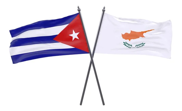 Havanna Och Cypern Två Korsade Flaggor Isolerad Vit Bakgrund — Stockfoto