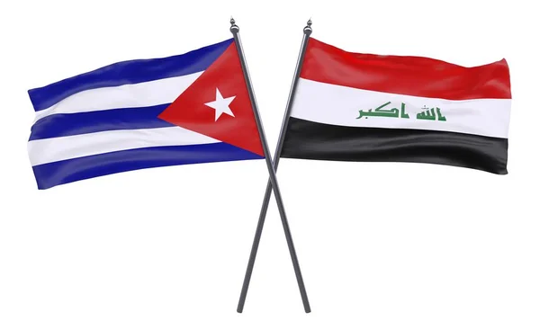 Havana Iráku Dva Překřížené Příznaky Izolované Bílém Pozadí — Stock fotografie