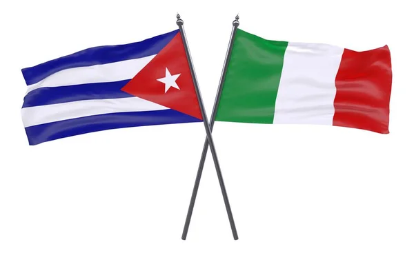 Havanna Och Italien Två Korsade Flaggor Isolerad Vit Bakgrund — Stockfoto