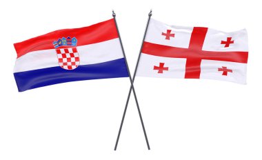 Gürcistan ve Hırvatistan, iki beyaz arka plan üzerinde izole bayrakları geçti