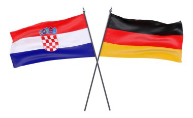 Almanya ve Hırvatistan, iki beyaz arka plan üzerinde izole bayrakları geçti