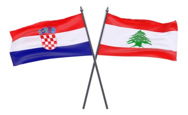  Lübnan ve Hırvatistan, iki beyaz arka plan üzerinde izole bayrakları geçti