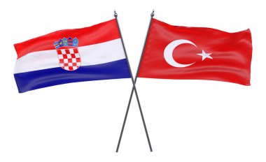 Türkiye ve Hırvatistan, iki beyaz arka plan üzerinde izole bayrakları geçti