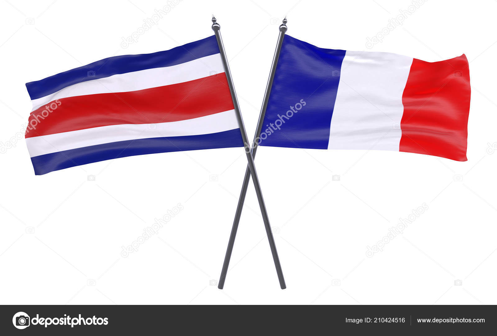 France Costa Rica Two Crossed Flags Isolated White Background Stock Photo Image By C Alexandra Strekoza