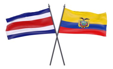  Ekvador ve Kosta Rika, iki beyaz arka plan üzerinde izole bayrakları geçti