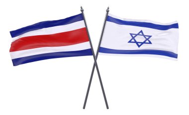  İsrail ve Kosta Rika, iki beyaz arka plan üzerinde izole bayrakları geçti