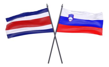  Slovenya ve Kosta Rika, iki beyaz arka plan üzerinde izole bayrakları geçti