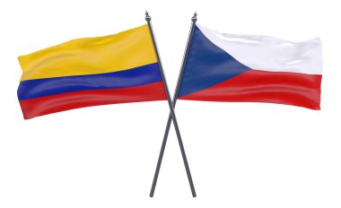  Çek ve Kolombiya, iki beyaz arka plan üzerinde izole bayrakları geçti