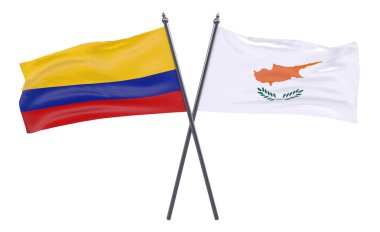 Kıbrıs ve Kolombiya, iki beyaz arka plan üzerinde izole bayrakları geçti