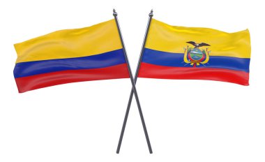  Ekvador ve Kolombiya, iki beyaz arka plan üzerinde izole bayrakları geçti